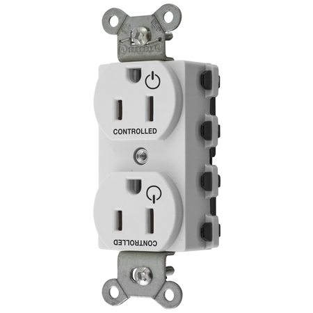 HUBBELL WIRING DEVICE-KELLEMS Straight Blade Devices, Receptacles, Duplex, SNAPConnect, Split Circuit, Controlled, 15A 125V, 2-Pole 3-Wire Grounding, Nylon, White SNAP5262C2W